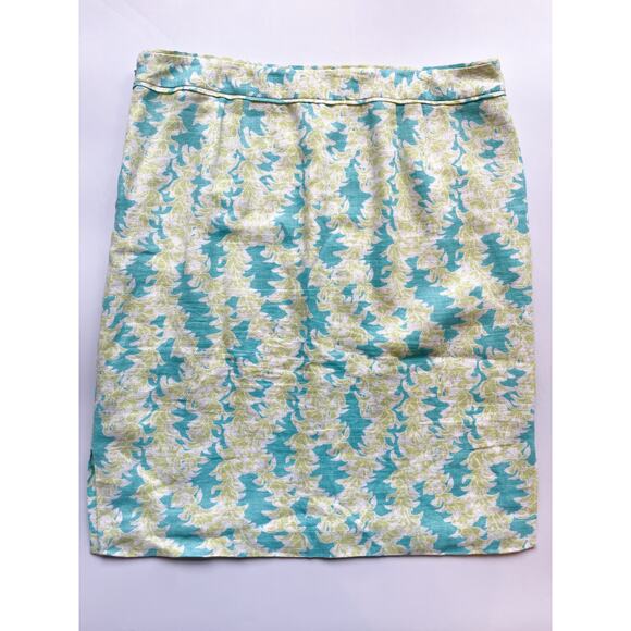 Women's Vintage Pendleton Linen Blend Aqua and Lime Green Skirt Size 14 - Picture 8 of 8